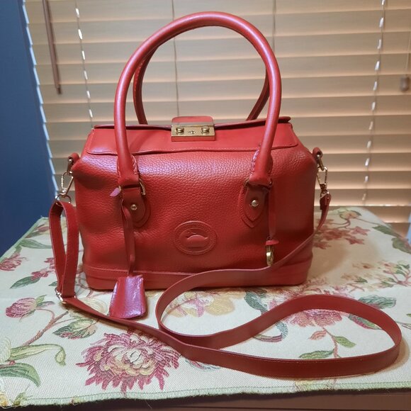 Dooney & Bourke Red Doctor Bag Hand Painted Vintage Doctor Bag - Picture 1 of 14